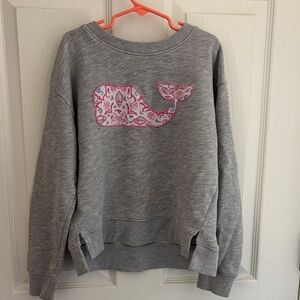 Vineyard Vines Gray Sweatshirt with Pink Logo